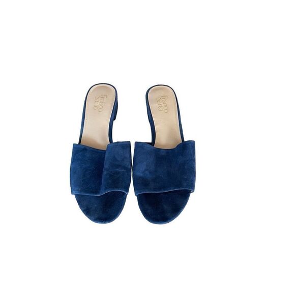 Franco Sartro Womens Blue Block Heel Suede Slip On Slide Sandal Size 9.5 - Picture 3 of 8